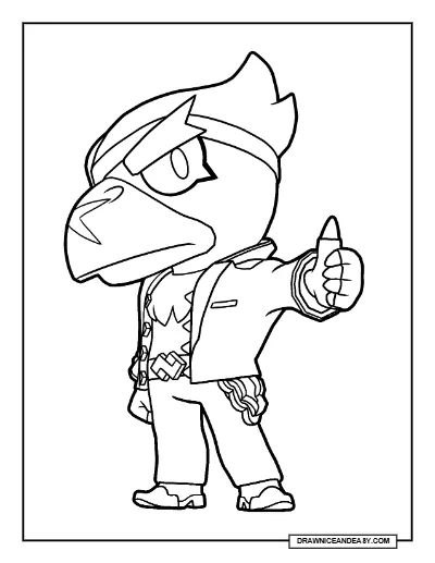 White Crow Brawl Stars Coloring Page – Pure White Skin Printable coloring page preview