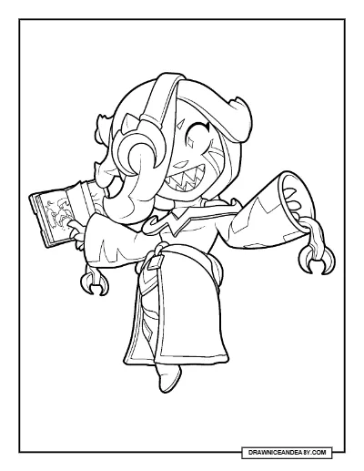 White Dwarf Colette Brawl Stars Coloring Page – Free Printable PDF coloring page preview