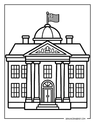 White House Coloring Page – Free Printable for Kids coloring page preview