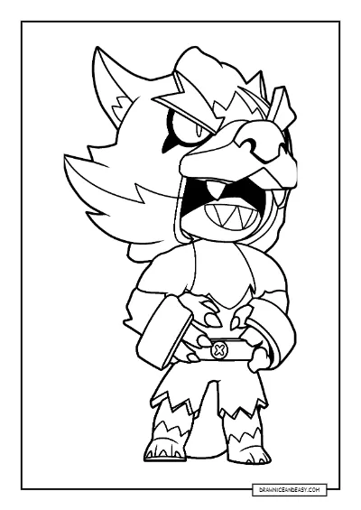 White Wolf Leon Brawl Stars Coloring Page – Free Printable PDF coloring page preview