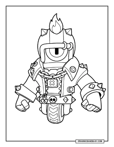 Wicked Stu Brawl Stars Coloring Page – Free Printable PDF coloring page preview