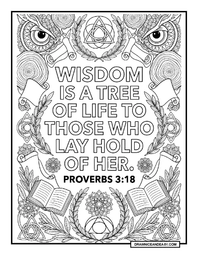Wisdom Bible Verse Coloring Page: Inspirational Scripture Art coloring page preview