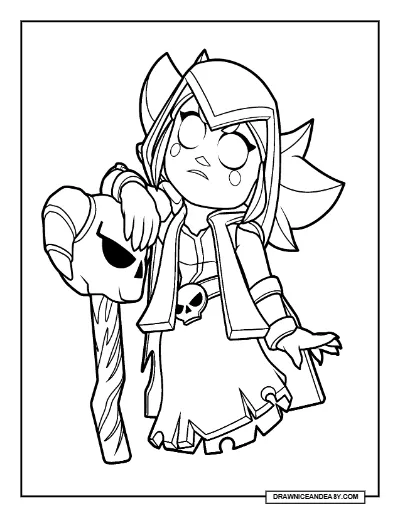 Witch Mandy Brawl Stars Coloring Page – Free Printable PDF coloring page preview