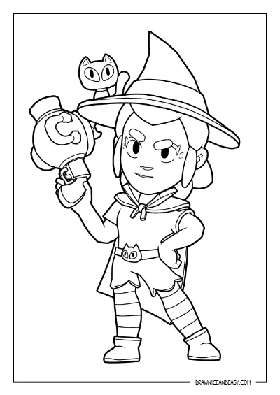 Witch Shelly Brawl Stars Coloring Pages – Free Printable PDF coloring page preview