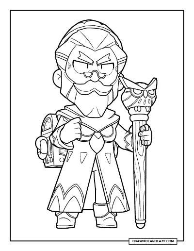 Wizard Byron Brawl Stars Coloring Page – Free Printable PDF coloring page preview
