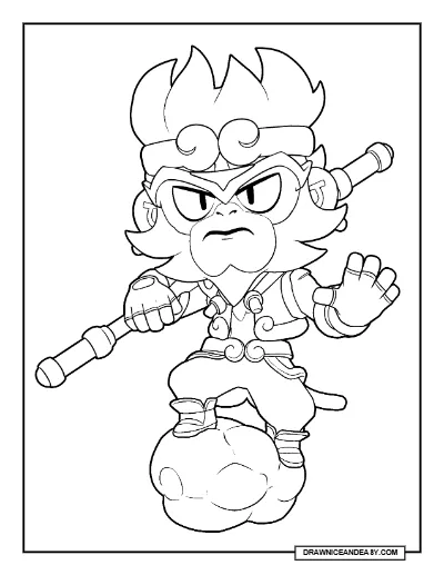 Wukong Mico Brawl Stars Coloring Page – Free Printable PDF coloring page preview