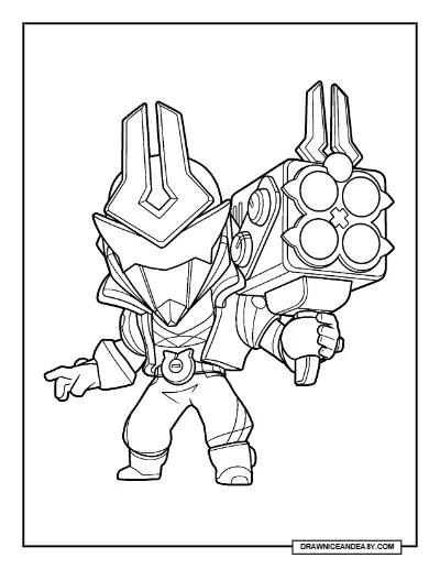 Yellow Super Ranger Brock Brawl Stars Coloring Page – Free Printable PDF coloring page preview