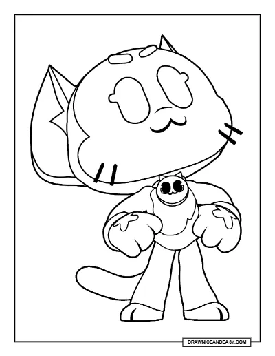 Yuki Kit Brawl Stars Coloring Page – Free Printable PDF coloring page preview