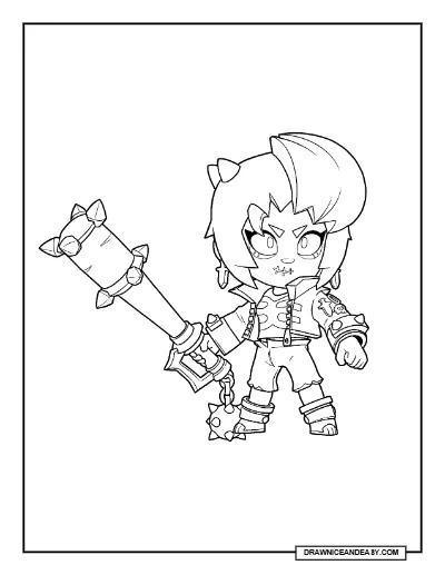 ZomBibi Brawl Stars Coloring Page – Free Printable PDF coloring page preview